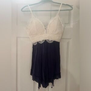 Hello Molly Angel Biba Lace & Navy Romper